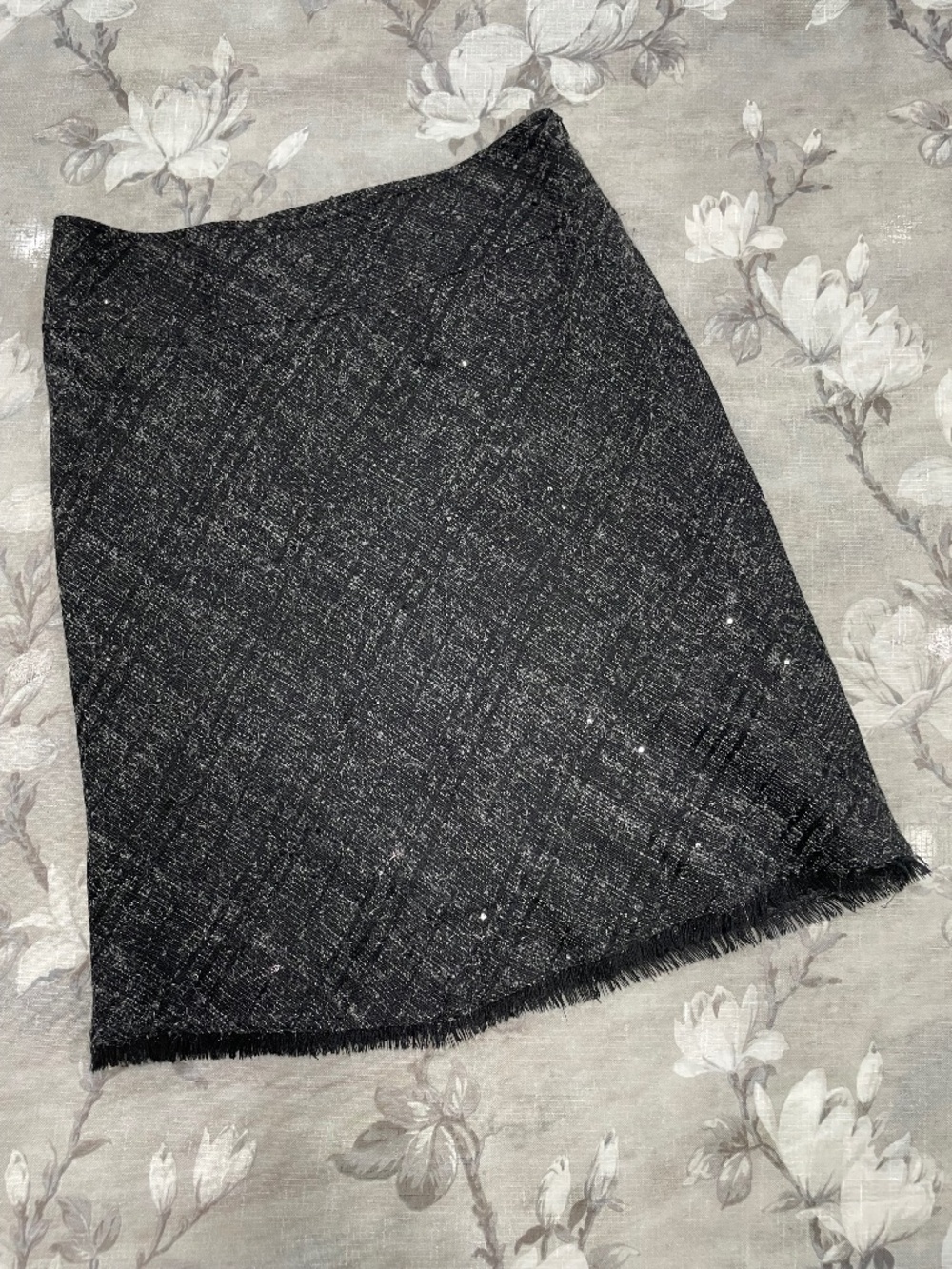 Burberry London Skirt US 10 Black Tweed Bouclé Sequin A-Line Made in Italy